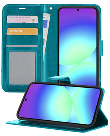 Samsung A56 Hoesje Bookcase Cover met Kaarthouder - Turquoise