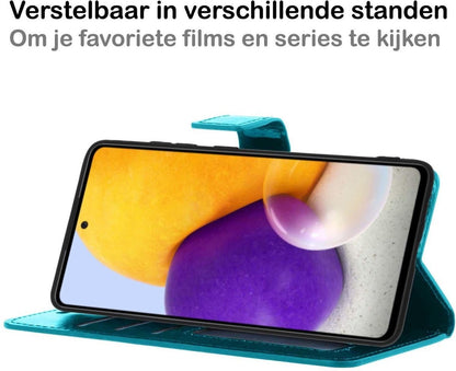 Samsung A72 5G Hoesje Bookcase Cover met Kaarthouder - Turquoise