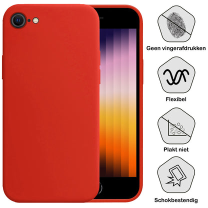 iPhone SE 2022 Hoesje Siliconen Backcover Lichtgewicht - Rood