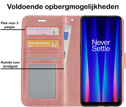 OnePlus Nord CE 2 Lite Hoesje Bookcase Cover met Kaarthouder - Rosé goud