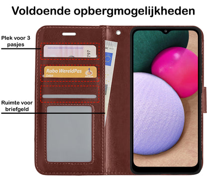 Samsung A02s Hoesje Bookcase Cover met Kaarthouder - Bruin