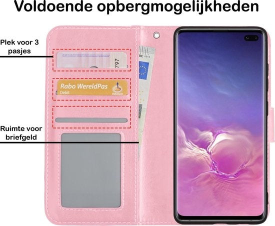 Samsung S10 Hoesje Book Case Kunstleer - Lichtroze