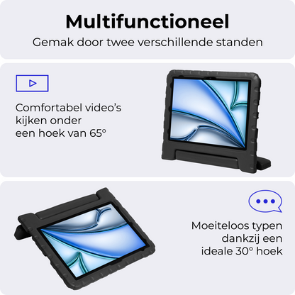 iPad Air 2024 / 2025 (13 inch) Kinderhoes Shockabsorberend Foam - Zwart