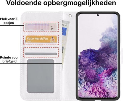 Samsung S20 Ultra Hoesje Bookcase Cover met Kaarthouder - Wit