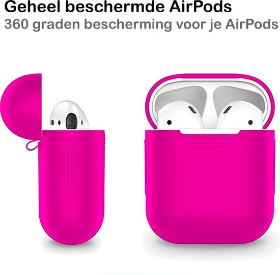 AirPods 1 Hoesje Siliconen met Clip - Donkerroze