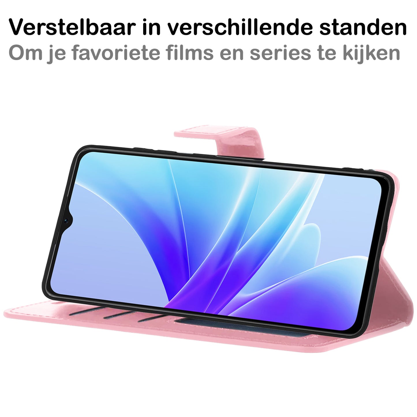 OPPO A57s Hoesje Book Case Kunstleer - Lichtroze