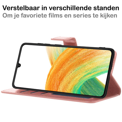 Samsung A33 Hoesje Bookcase Cover met Kaarthouder - Rosé goud