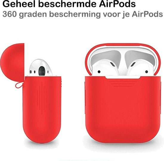 AirPods Hoesje Siliconen met Clip - Rood