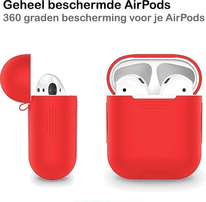 AirPods Hoesje Siliconen met Clip - Rood