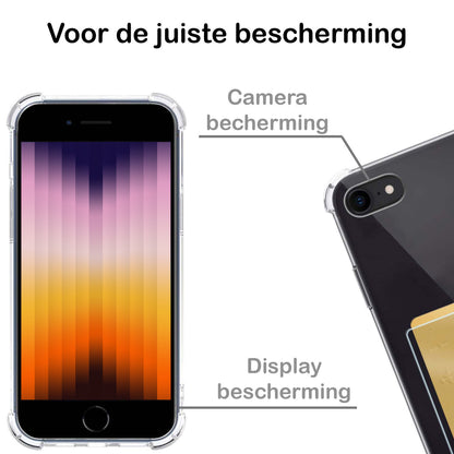 iPhone SE 2022 Hoesje met Pasjeshouder Siliconen - Transparant