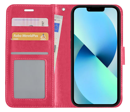 iPhone 13 Pro Hoesje Bookcase Cover Uitneembaar - Donkerroze