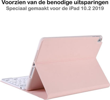 iPad 10.2 2019 Toetsenbord Hoes met Uitneembaar toetsenbord - Lichtroze