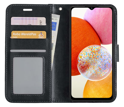 Samsung A14 Hoesje Bookcase Cover met Kaarthouder - Zwart