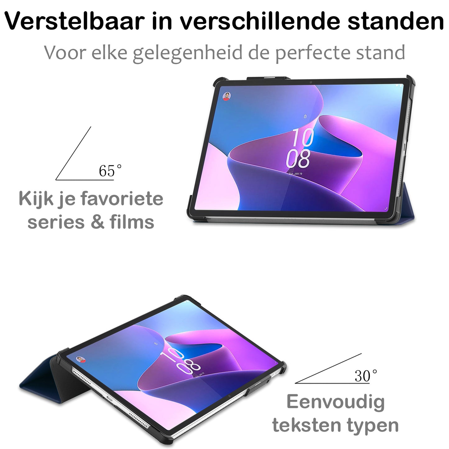 Lenovo Tab P11 Pro Tablethoes Smcpen Met Screenprotector - Donkerblauw