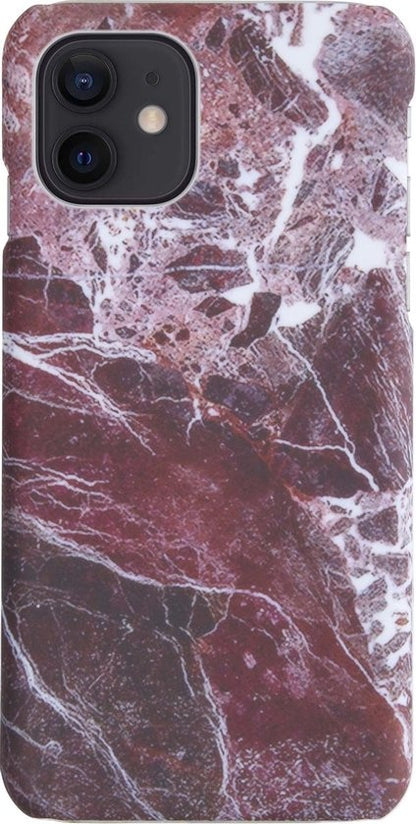 iPhone 12 Mini Hoesje Marmer Hard Case Cover - Rood