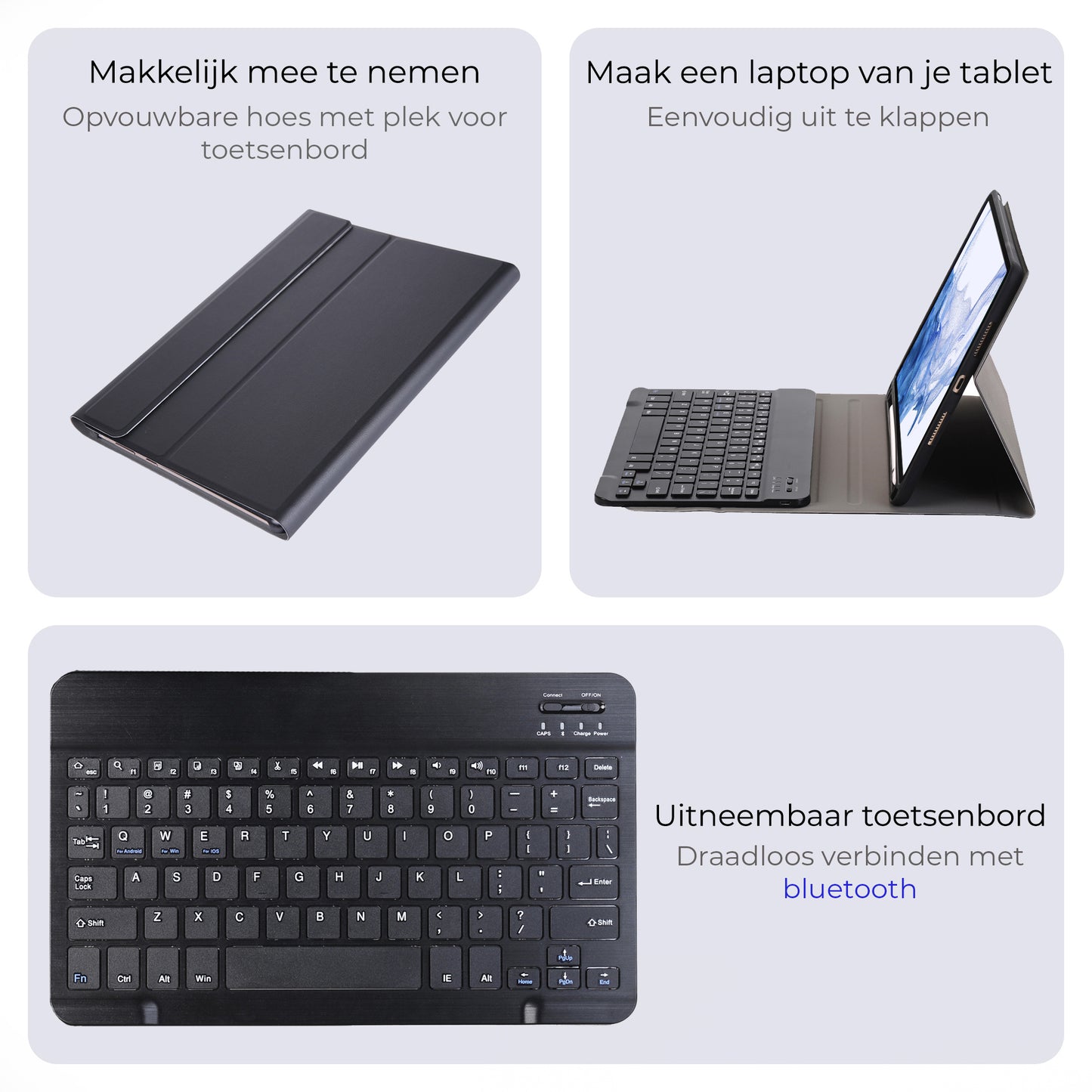 Samsung Galaxy Tab S9 Hoesje Toetsenbord Case Kunstleer - Zwart