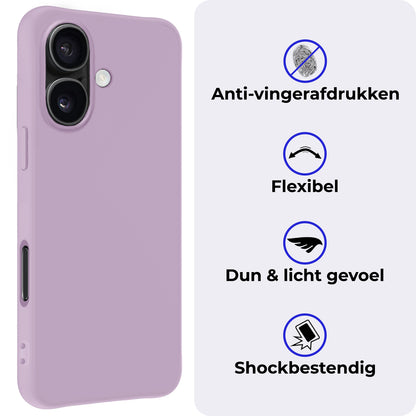 iPhone 16 Plus Hoesje Siliconen Backcover Lichtgewicht - Lila