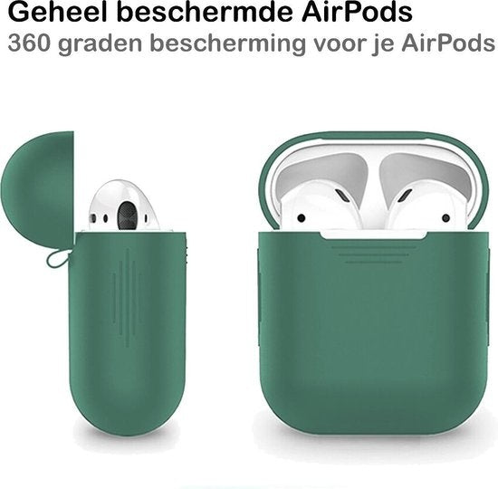 AirPods 1 Hoesje Siliconen met Clip - Midnight Green