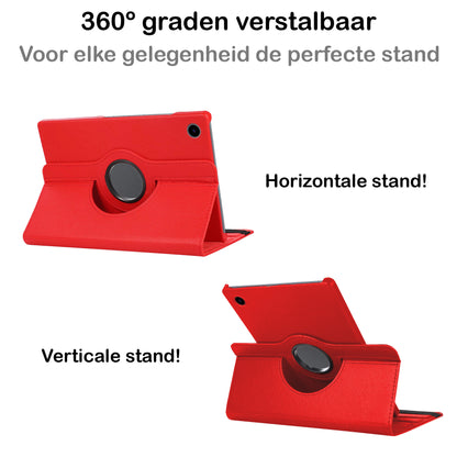 Samsung Galaxy Tab A8 Trifold Bookcase Hoes 360 Graden Draaibaar - Rood
