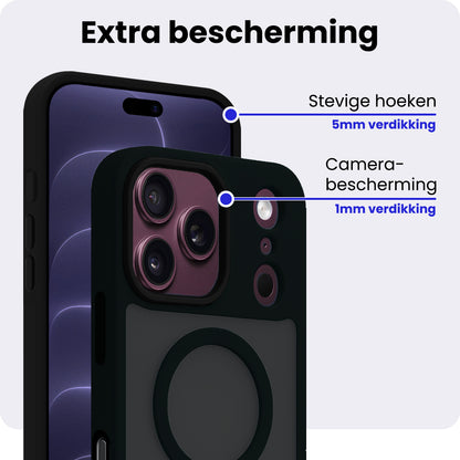 iPhone 18 Pro Max Hoesje Geschikt voor Magsafe Backcover Shockproof - Zwart