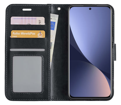 Xiaomi 12X Hoesje Bookcase Cover met Kaarthouder - Zwart