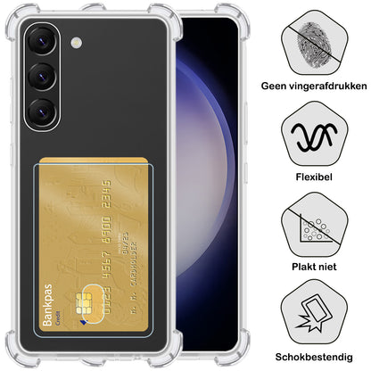 Samsung S23 Hoesje Kaarthouder Backcover Shockproof - Transparant