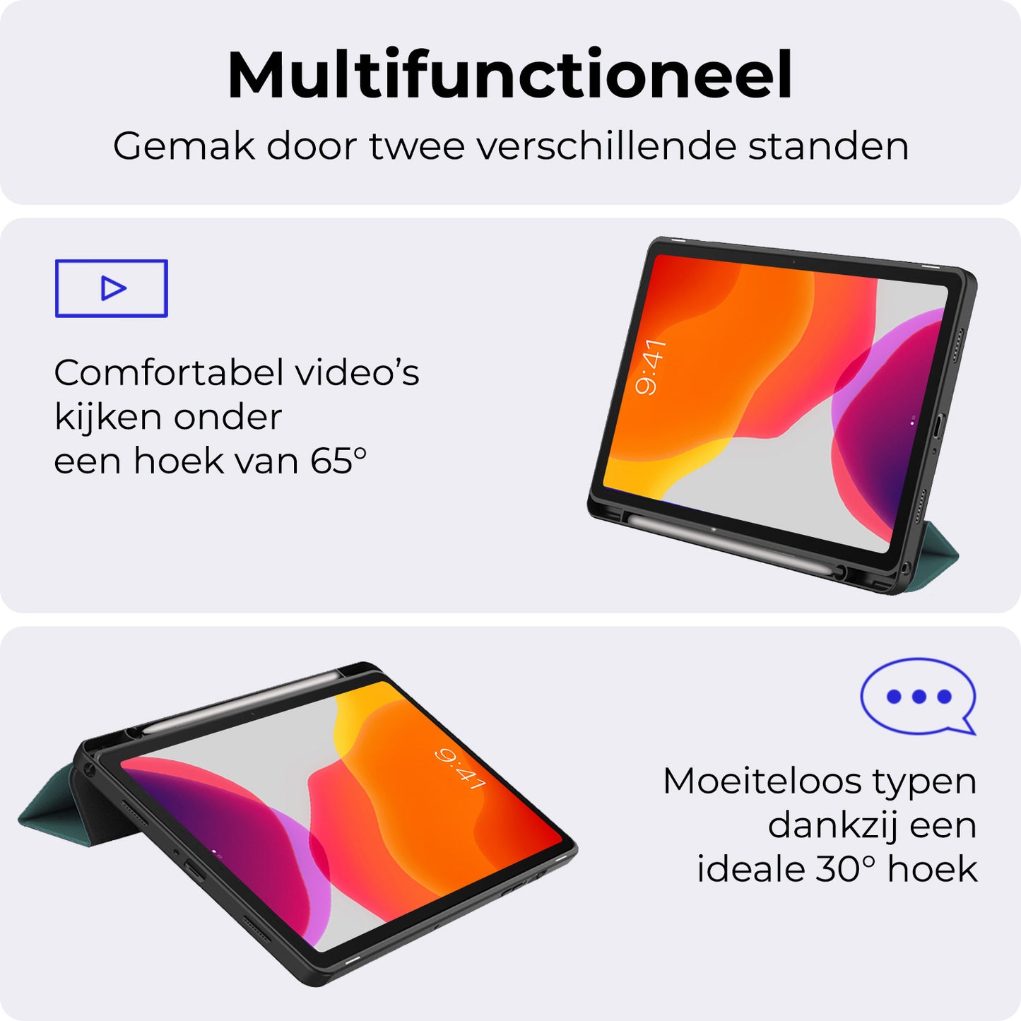 iPad 10.2 2019 Hoesje Book Case Met Apple Pencil Uitsparing - Donkergroen