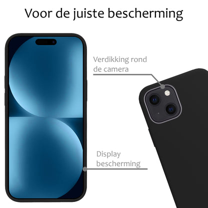 iPhone 15 Plus Hoesje Siliconen Backcover Lichtgewicht - Zwart