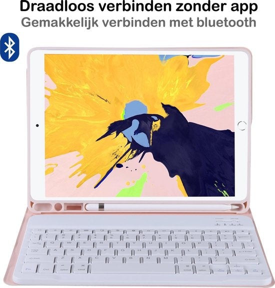 iPad 10.2 2019/2020 Hoesje Toetsenbord Case Kunstleer - Lichtroze