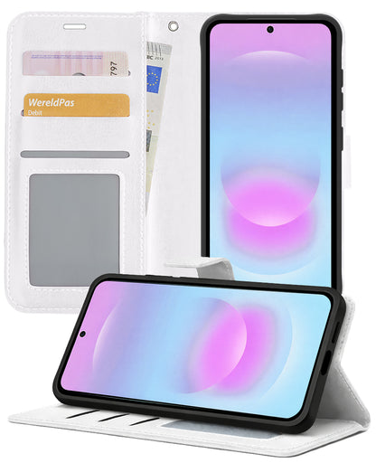 Samsung A37 Hoesje Bookcase Cover met Kaarthouder - Wit