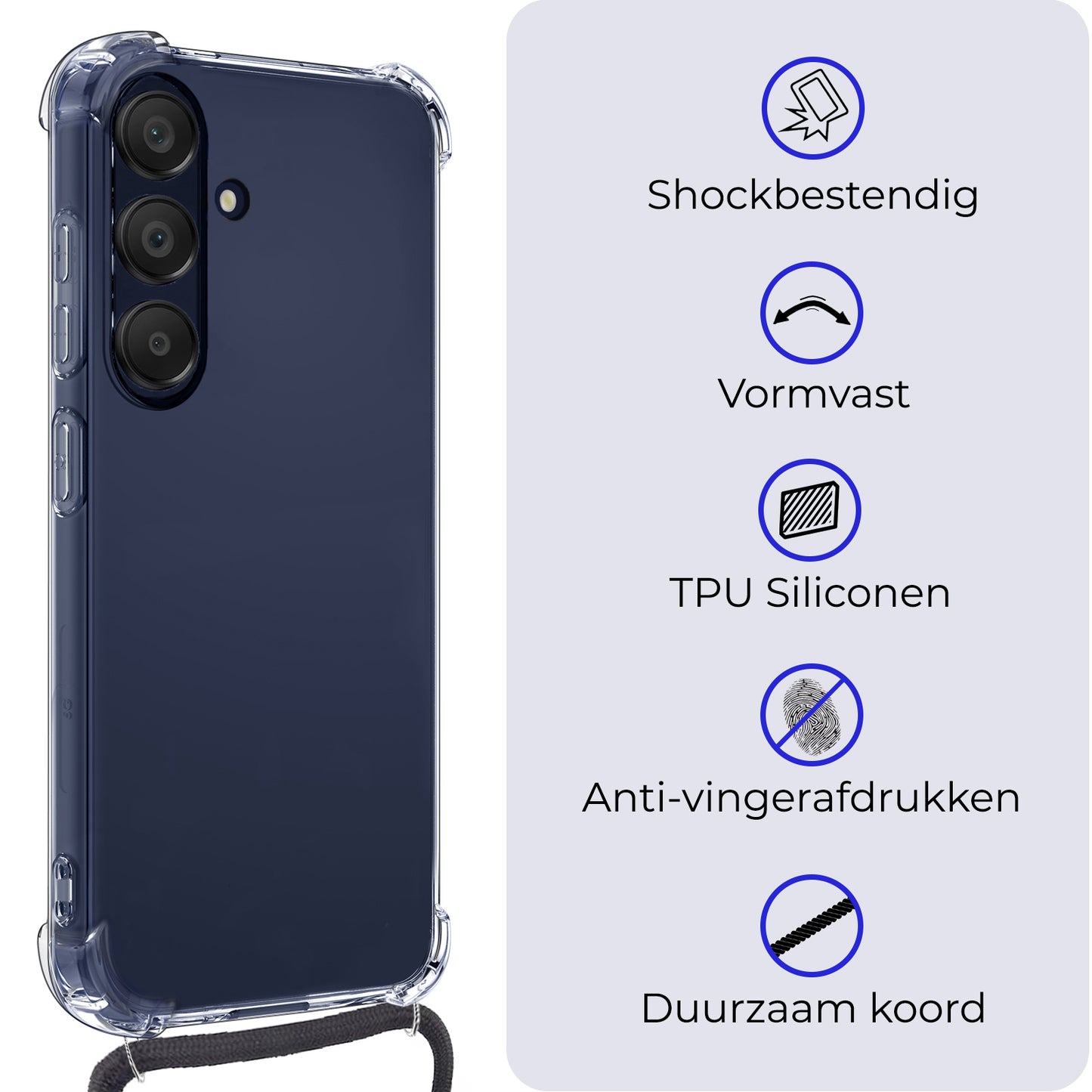 Samsung A25 Hoesje met Koord Siliconen - Transparant