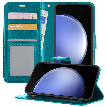 Samsung S23 FE Hoesje Bookcase Cover met Kaarthouder - Turquoise