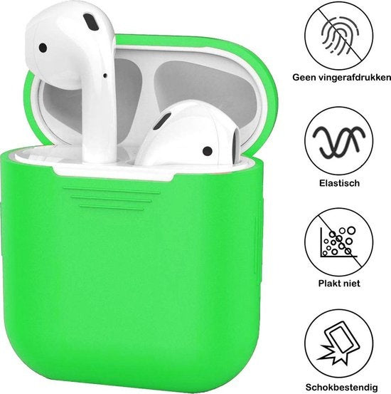 AirPods Hoesje Siliconen met Clip - Groen