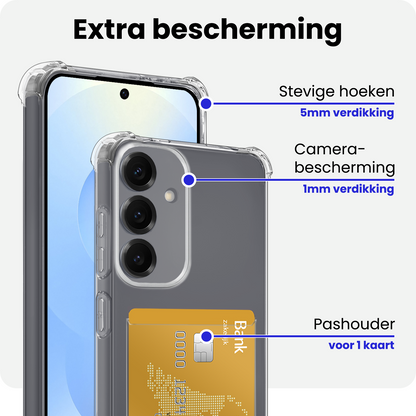 Samsung S25 FE Hoesje Kaarthouder Backcover Shockproof - Transparant