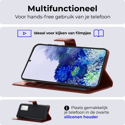 Samsung S20 Hoesje Bookcase Cover Uitneembaar - Bruin