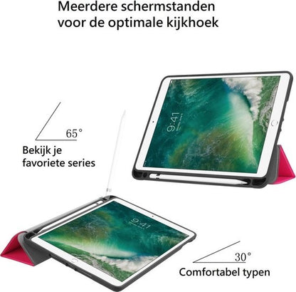 iPad 2017 Trifold Bookcase Hoes - Donkerroze