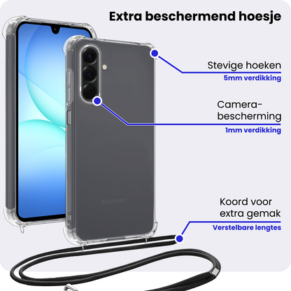 Samsung A17 Hoesje met Koord Backcover Shockproof - Transparant