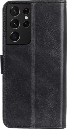 Samsung S21 Ultra Hoesje Bookcase Cover met Kaarthouder - Zwart