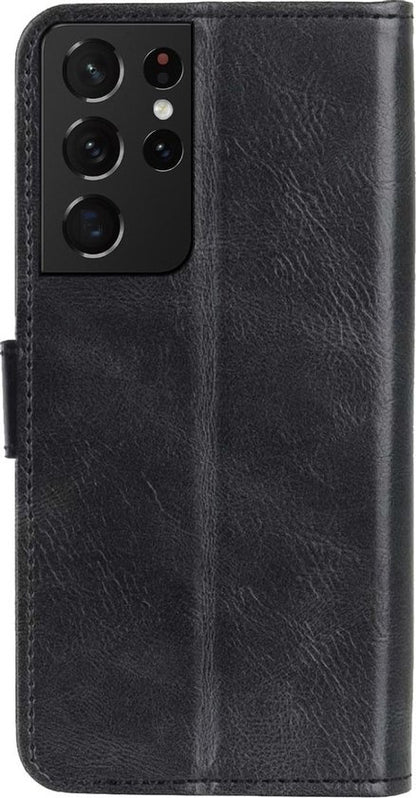 Samsung S21 Ultra Hoesje Bookcase Cover met Kaarthouder - Zwart
