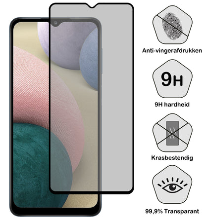 Samsung A12 Screenprotector Gehard Glas - Privacy