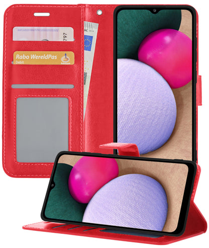 Samsung A02s Hoesje Bookcase Cover met Kaarthouder - Rood
