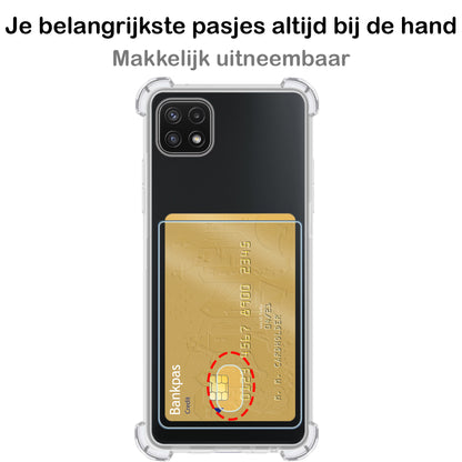 Samsung A22 5G Hoesje Kaarthouder Backcover Shockproof - Transparant
