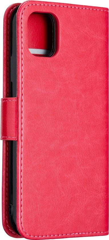 iPhone 12 Hoesje Bookcase Cover Uitneembaar - Donkerroze