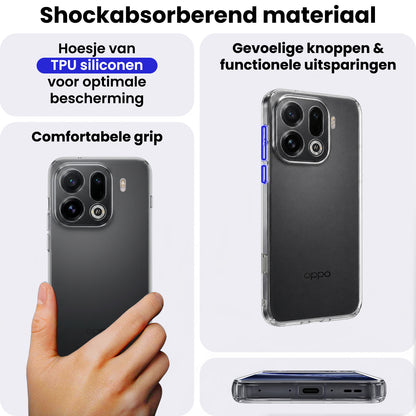 OPPO Find X9 Pro Hoesje Siliconen Backcover Lichtgewicht - Transparant
