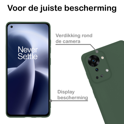 OnePlus Nord 2T Hoesje Siliconen Backcover Lichtgewicht - Donkergroen