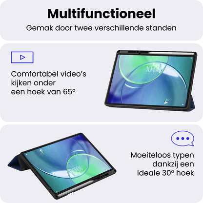 Lenovo Idea Tab Pro Gen 2 Trifold Bookcase Hoes met Penhouder Lenovo Pen - Donkerblauw