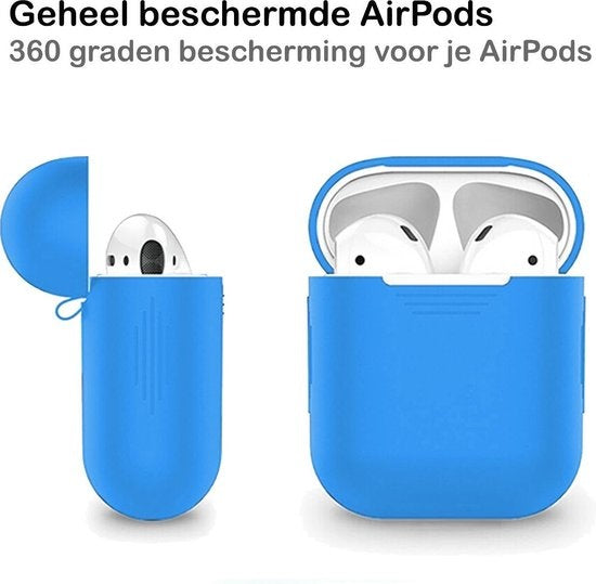 AirPods Hoesje Siliconen met Clip - Blauw