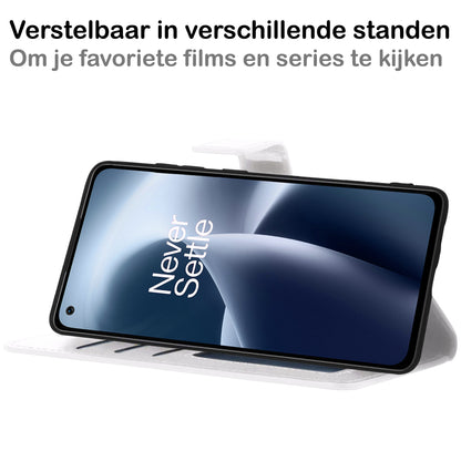 OnePlus Nord 2T Hoesje Bookcase Cover met Kaarthouder - Wit