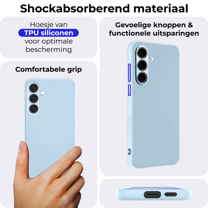 Samsung S24 FE Hoesje Siliconen Backcover Lichtgewicht - Lichtblauw