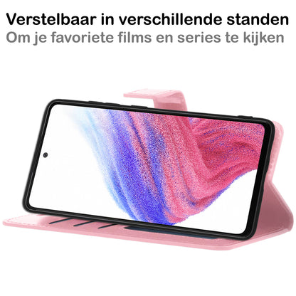 Samsung A53 Hoesje Bookcase Cover met Kaarthouder - Lichtroze